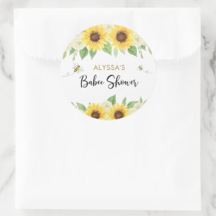 Sticker Rond Baby shower d'abeilles de tournesol