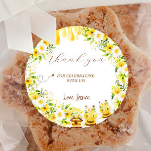 Sticker Rond Baby shower d'abeilles de tournesol