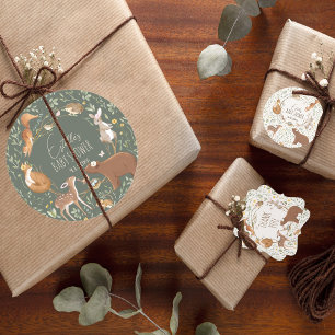 Sticker Rond Baby shower d'amis de la forêt