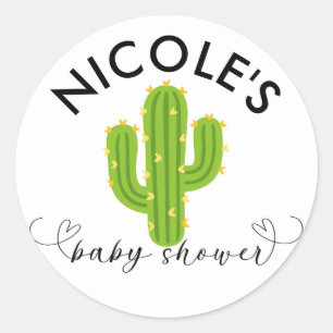 Sticker Rond Baby shower d'amour Fiesta Cactus Coeur Jaune