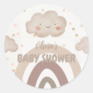 Sticker Rond Baby shower d'aquarelle beige