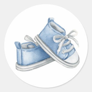 Sticker Rond Baby shower d'aquarelle bleu pour bébés