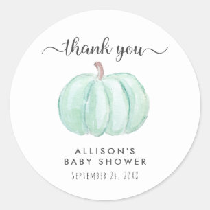 Sticker Rond Baby shower d'aquarelle de la Monnaie citrouille M