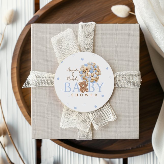 Sticker Rond Baby shower d'attente Bear Blue Bearly (Créateur téléchargé)