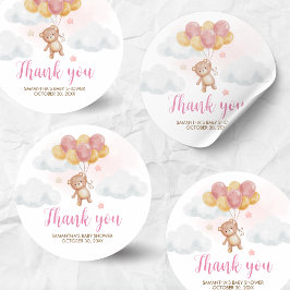 Sticker Rond Baby shower d'attente de l'ours de fille