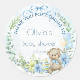 Sticker Rond Baby shower d'attente de l'ours en peluche d'atte