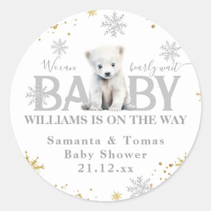 Sticker Rond Baby shower d'attente moderne d'hiver Bienvenue