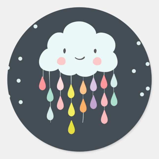 Sticker Rond Baby shower d'autocollant d'enveloppe de nuage (Devant)