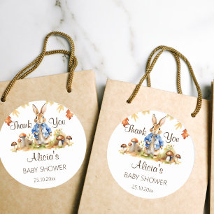 Sticker Rond Baby shower d'automne de Peter lapin merci pour