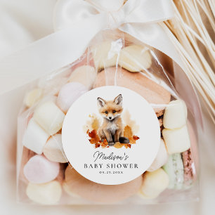 Sticker Rond Baby shower d'automne du renard boisé mou