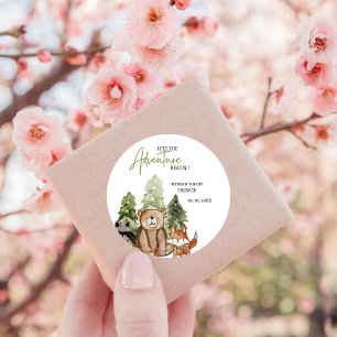 Sticker Rond Baby shower d'aventure pour les animaux des bois
