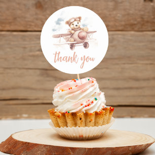 Sticker Rond Baby shower d'aventure Whimsical Pink