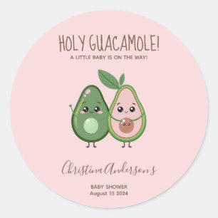 Sticker Rond Baby shower d'Avocado rose Saint-Guacamole