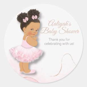 Sticker Rond Baby shower de ballerine rose cupcake dessus class