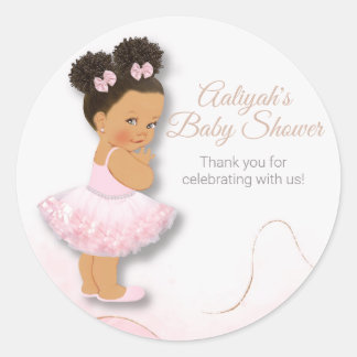 Sticker Rond Baby shower de ballerine rose cupcake dessus class