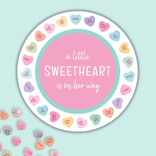 Sticker Rond Baby shower de bonbons cardiaques