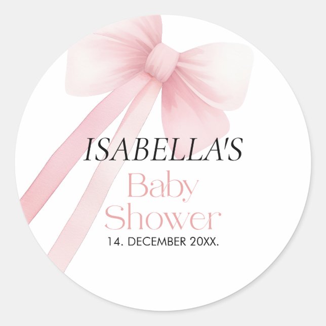Sticker Rond Baby shower de boule rose (Devant)