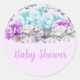 Sticker Rond Baby shower de bouquet floral mixte