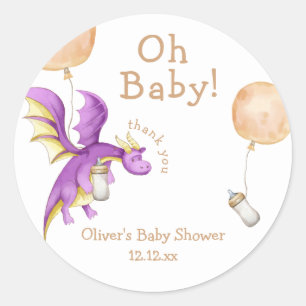 Sticker Rond Baby shower de bouteilles de dragon de fée de ball