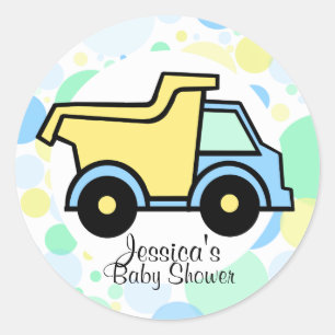 Sticker Rond Baby shower de camion de vidange