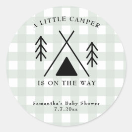 Sticker Rond Baby shower de camping
