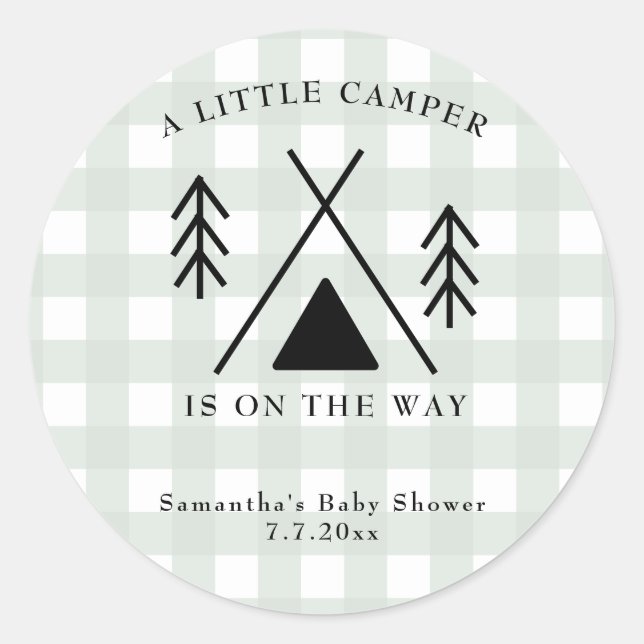 Sticker Rond Baby shower de camping (Devant)