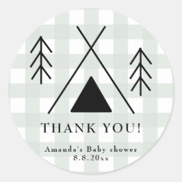 Sticker Rond Baby shower de camping - Merci