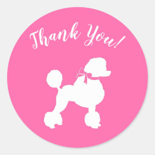 Sticker Rond Baby shower de caniche rose