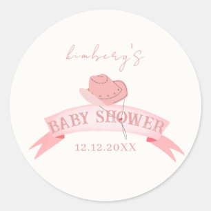 Sticker Rond Baby shower de Casquette de fille rose