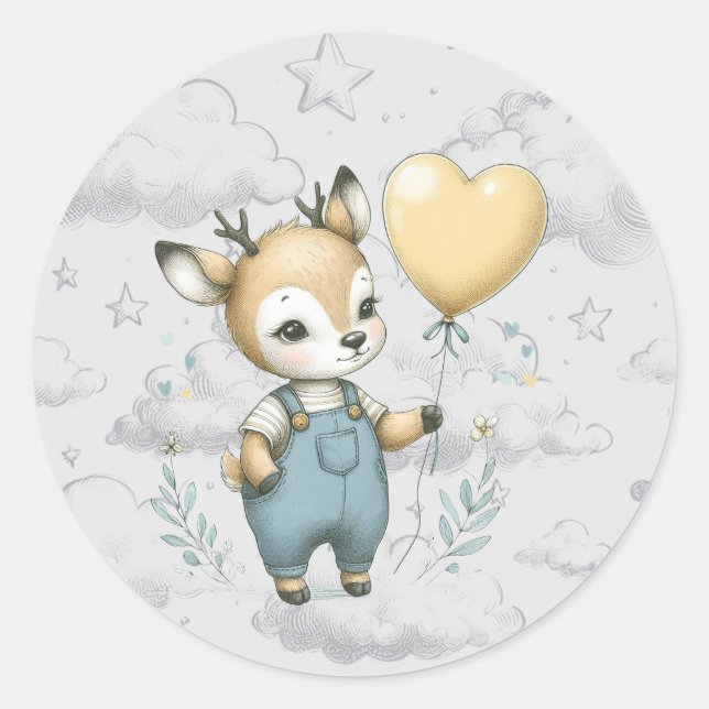 Sticker Rond Baby shower de cerfs (Devant)