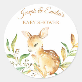 Sticker Rond Baby shower de cerfs de bébés