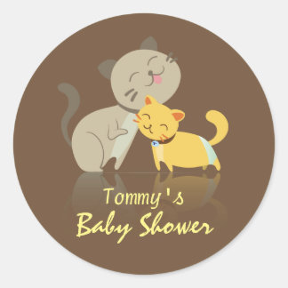 Sticker rond Baby shower de chats adorables