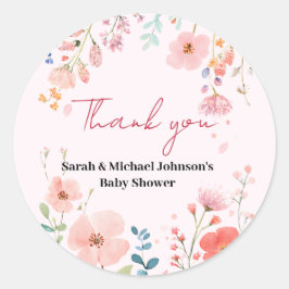 Sticker Rond Baby shower de chemin en floraison