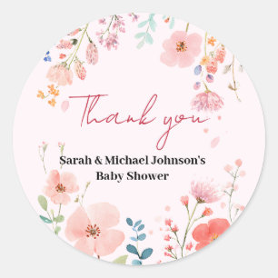Sticker Rond Baby shower de chemin en floraison