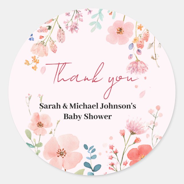 Sticker Rond Baby shower de chemin en floraison (Devant)