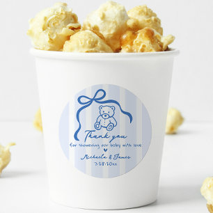 Sticker Rond Baby shower de chien en bois et en teddy pour chie