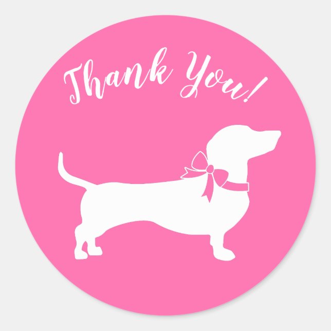 Sticker Rond Baby shower de chien rose Dachshund Wiener (Devant)