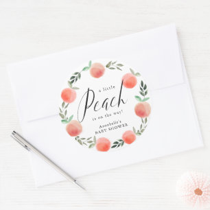 Sticker Rond Baby shower de courroie à eau Little Peach