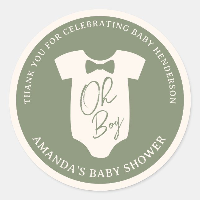 Sticker Rond Baby shower de Cravate Sage Bow (Devant)
