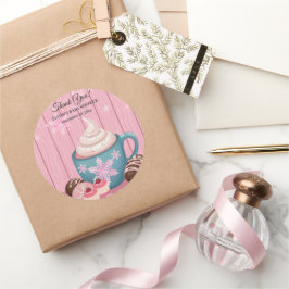 Sticker Rond Baby shower de crème humide en bois rose