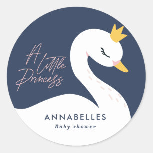 Sticker Rond Baby shower de cygne élégant de la marine