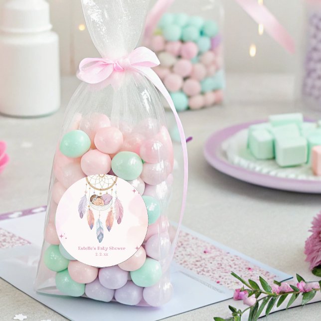 Sticker Rond Baby shower de dragage pastel (Créateur téléchargé)