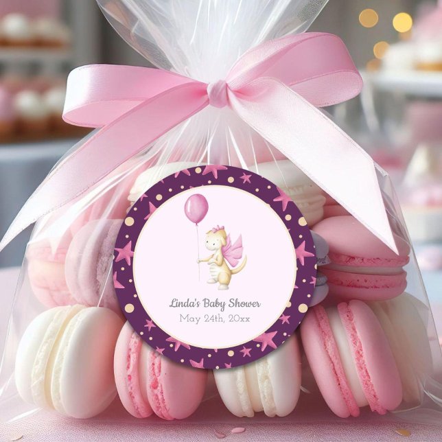 Sticker Rond Baby shower de dragon rose (Créateur téléchargé)