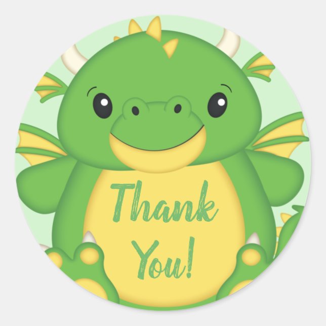 Sticker Rond Baby shower de dragon vert (Devant)