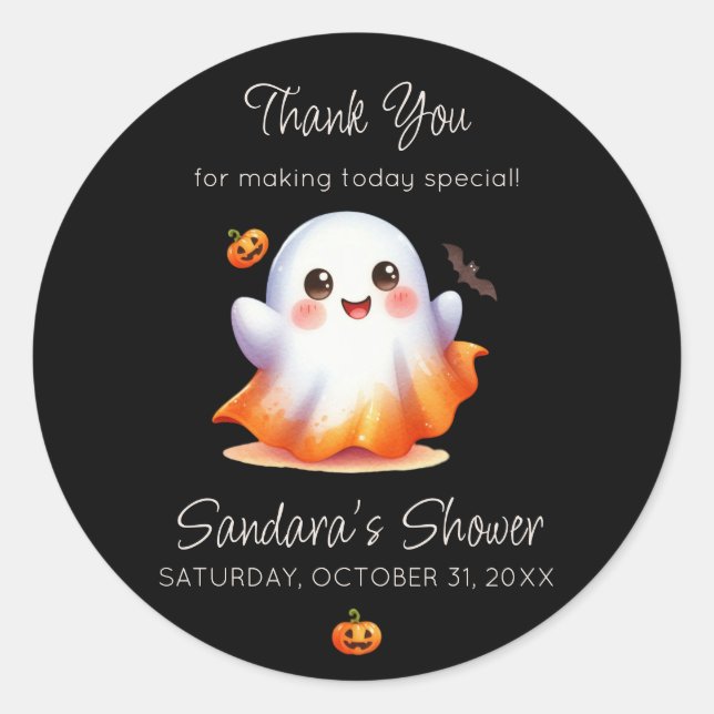 Sticker Rond Baby shower de fantôme Boo mignon (Devant)