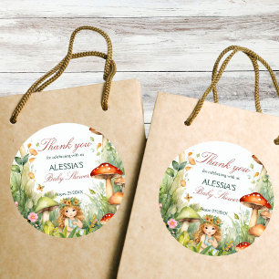 Sticker Rond Baby shower de fée de jardin enchanté