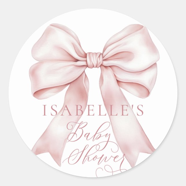Sticker Rond Baby shower de fille à la cou rose (Devant)