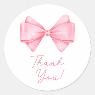 Sticker Rond Baby shower de fille rose Bow moderne