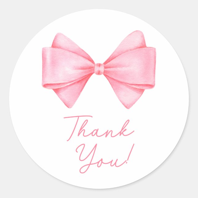 Sticker Rond Baby shower de fille rose Bow moderne (Devant)
