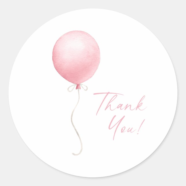 Sticker Rond Baby shower de filles de ballons rose moderne (Devant)